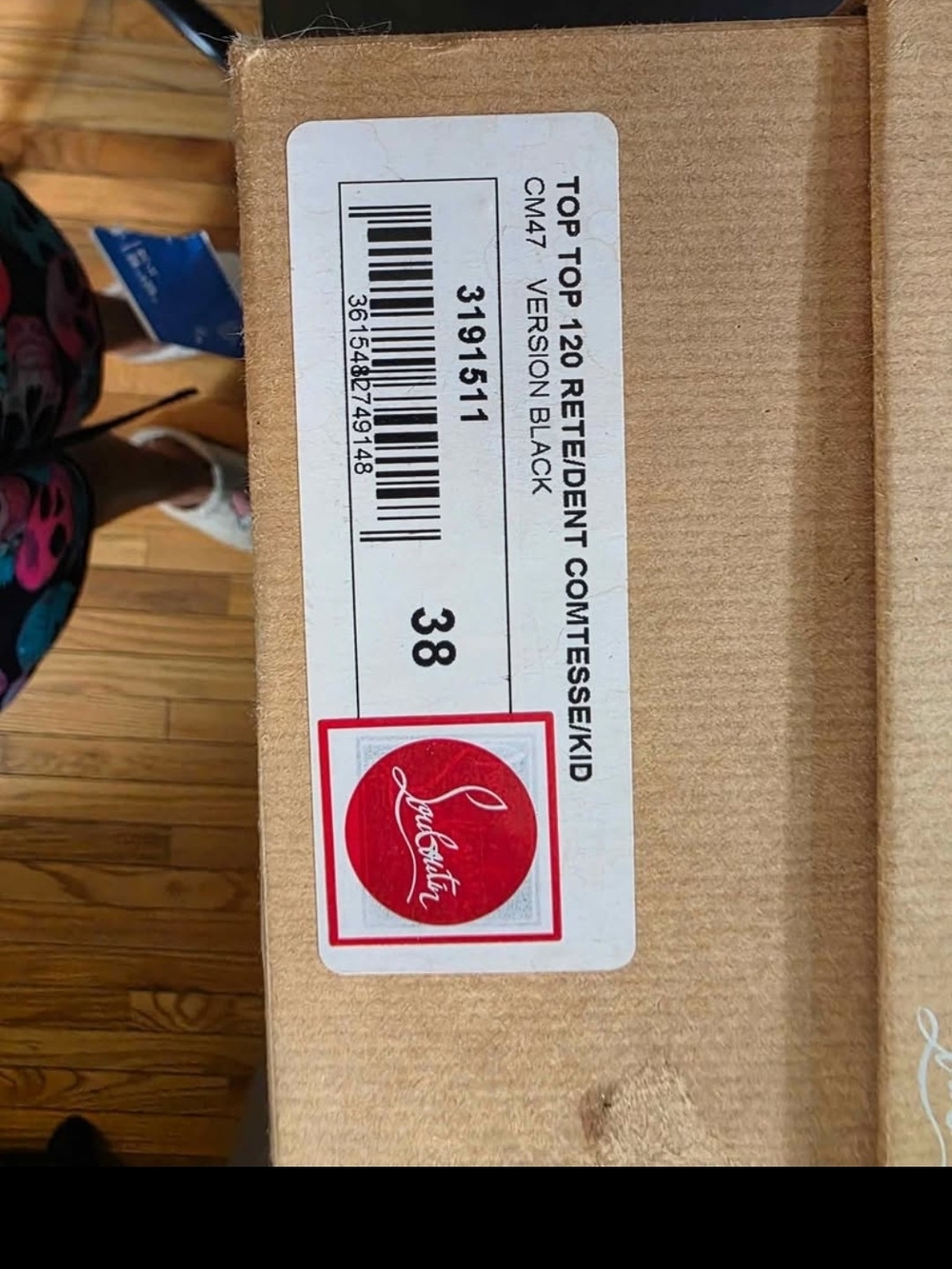 Christian Louboutin Black and Red Shoe Box Label - Size 38